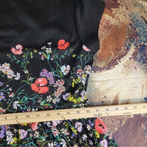 Women's Size 14 Black Multi Floral Print Sleeveless Dress BEAUTIFUL - Picture 12 of 14